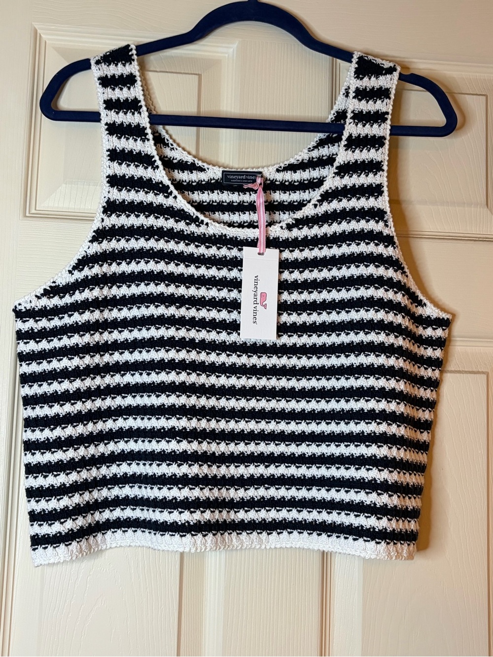 Vineyard Vines Black & White Striped Cropped Tank